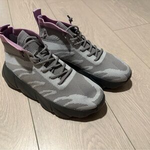 Stylish Gray and Purple Sneakers